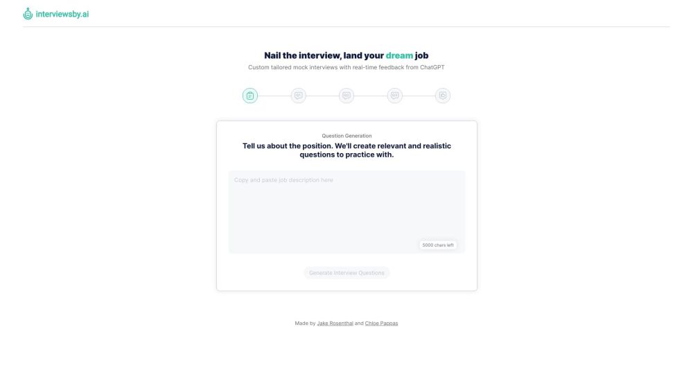 Interviewsby.ai：“Interviewsby.ai 提供个性化模拟面试以及来自 ChatGPT 的实时反馈。”