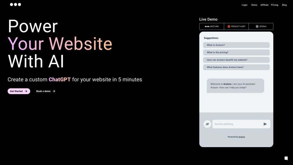 Arsturn：使用 Arsturn 只需 1 分钟即可为您的网站创建自定义 ChatGPT，从而提高用户参与度。