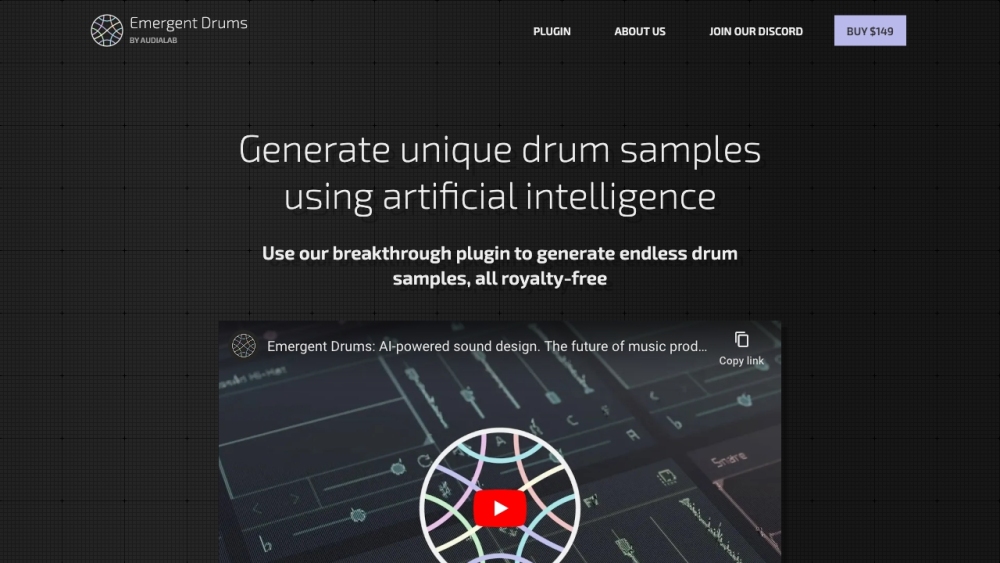 Audialab 的 Emergent Drums：Audialab 开发了 Emergent Drums，这是一种人工智能工具，可以生成无限的、免版税的鼓样本。