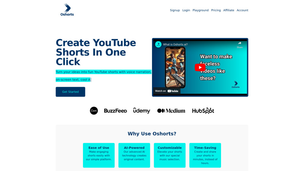 Oshorts AI Videos：用于创建短视频的人工智能平台