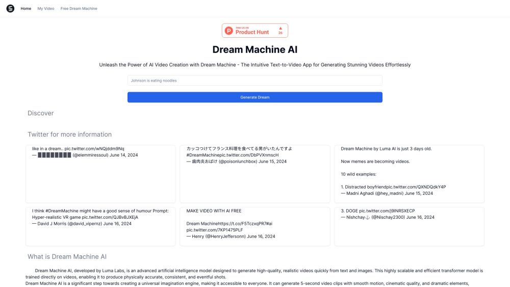 Dream Meachine AI：高质量视频的 AI 视频生成器