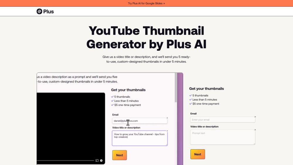 AI Youtube 缩略图生成器：利用 AI 技术生成有吸引力的 YouTube 视频缩略图。