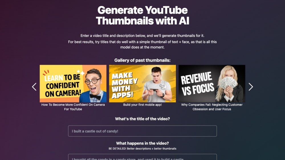 Magic Thumbnails：Magic Thumbnails 是一款 AI 工具，可生成 YouTube 缩略图以吸引观众的注意力。