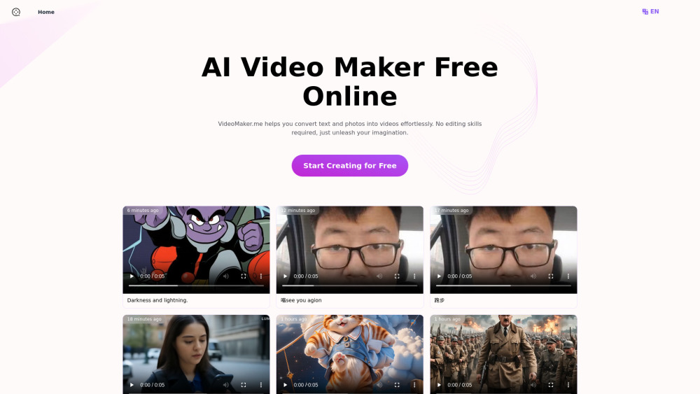 VideoMaker.me：具有文本转视频和图像转视频功能的人工智能视频制作者