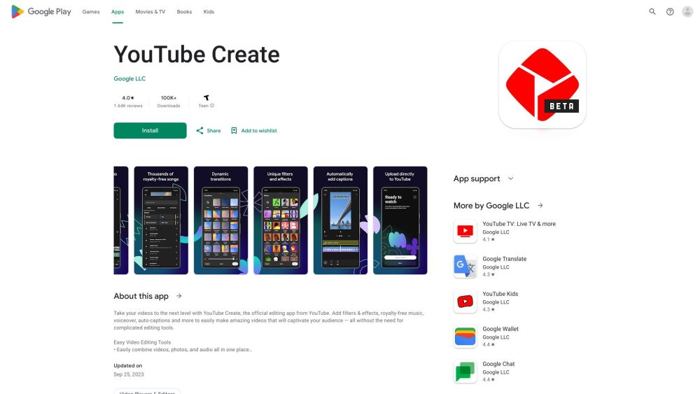 YouTube Create：使用 YouTube Create 轻松增强您的视频。