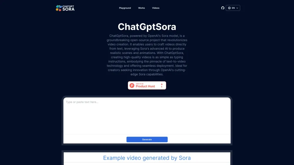 ChatGptSora：使用 ChatGptSora 简化视频创建。