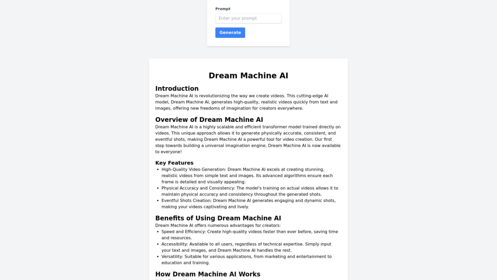 Dream Machine AI：高质量视频的 AI 视频生成器