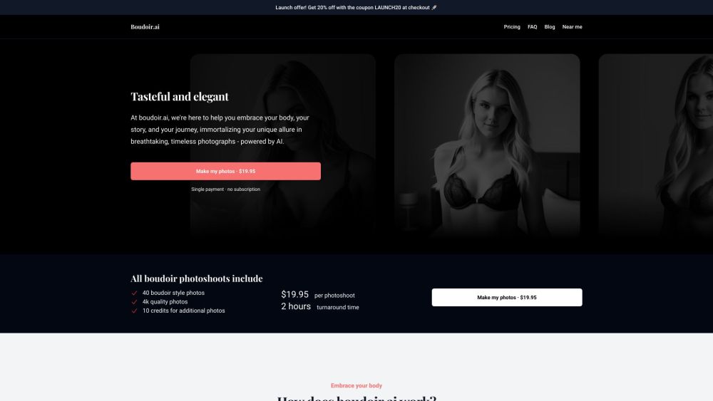 Boudoir.ai：Boudoir.ai 利用尖端人工智能技术提供专业的私密照片。