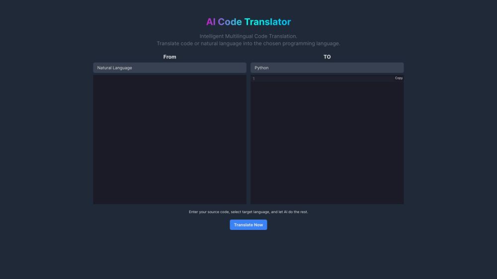 AI Code Translator Online Free 🤖：一款使用 AI 跨多种编程语言进行代码翻译的在线工具。