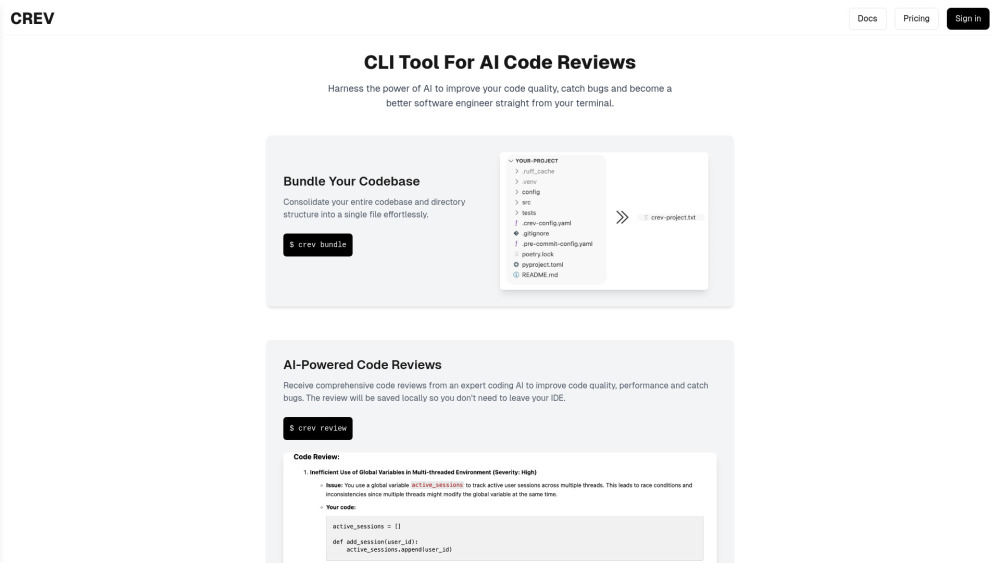 Crev：与 CLI 集成的 AI 代码审查工具，可提高代码质量。