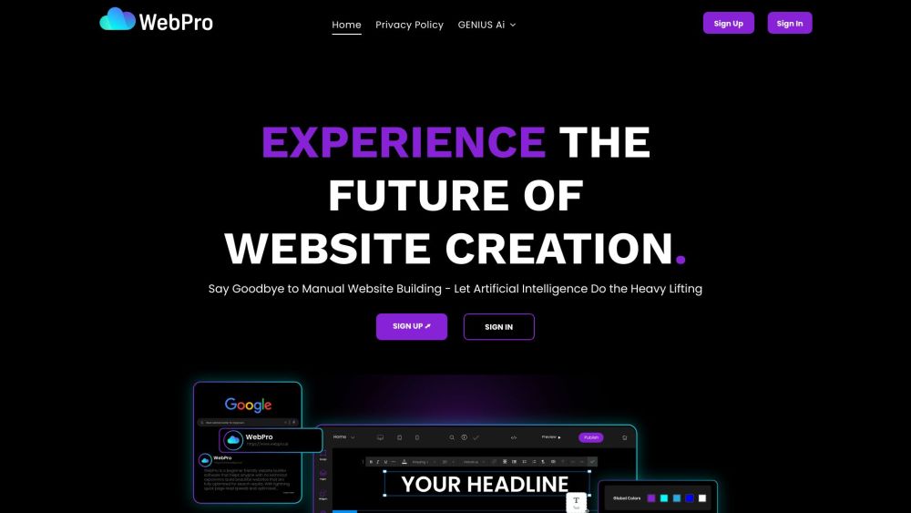 WebPro.ai：一款注入人工智能的网站编辑器，可轻松构建网站。