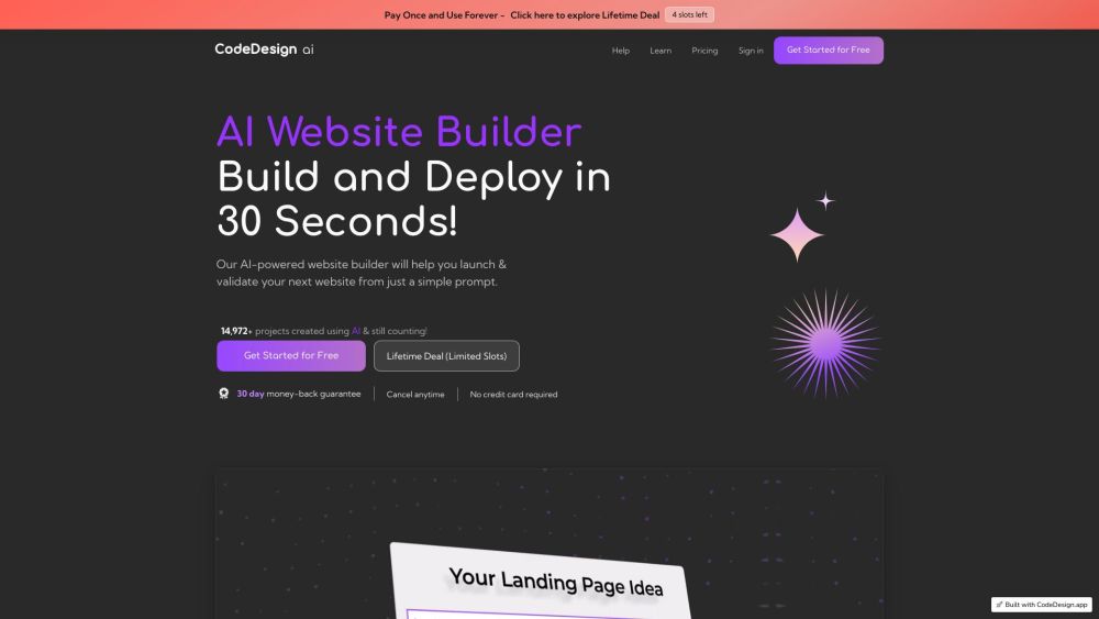 CodeDesign.ai：CodeDesign.ai 是一款人工智能网站构建器，可简化创建令人惊叹的网站的过程。