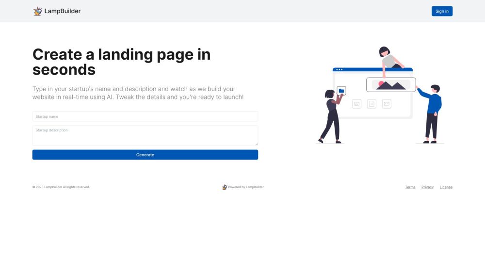 Lampbuilder - 立即创建令人惊叹的登陆页面：使用 Lampbuilder 的 AI 支持平台立即为初创公司创建令人惊叹的登陆页面。