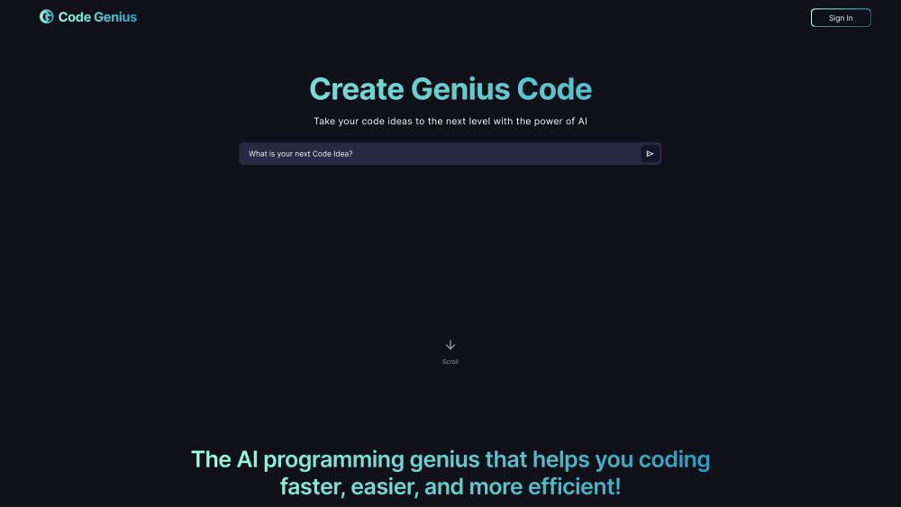 Code Genius：Code Genius 通过提供快速解决方案、消除重复并提供基于聊天的编码助手来提高编码技能。