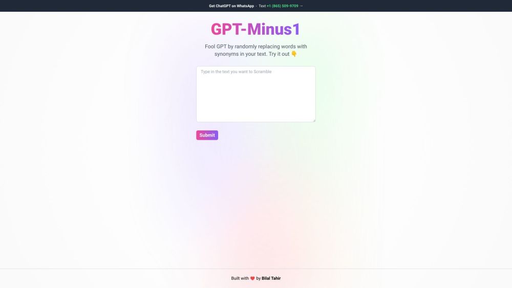 GPT-Minus1：“GPT-Minus1 使用同义词通过引入微妙的变化来增强文本生成模型。”