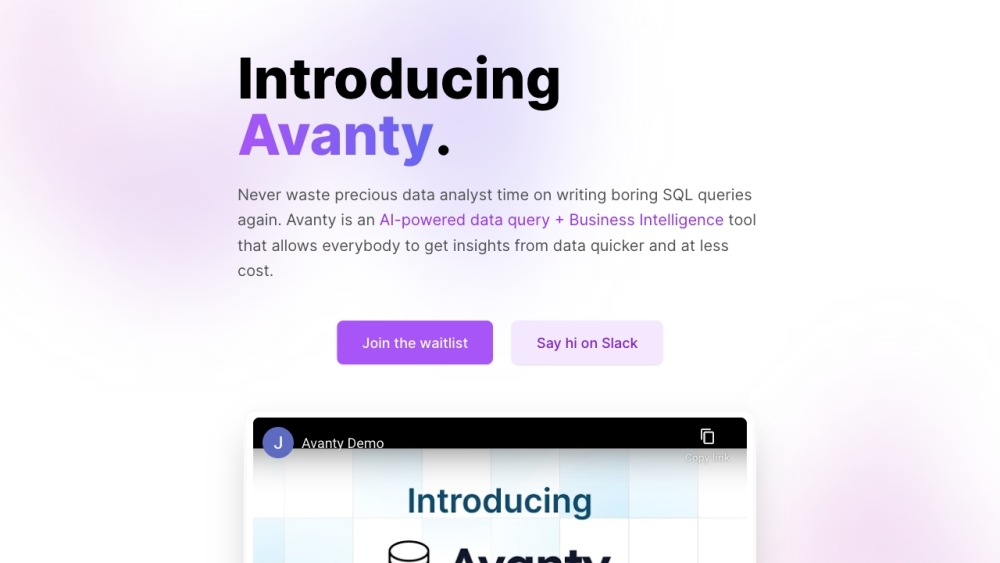 Avanty：Avanty 是一款支持 AI 的 Chrome 扩展程序，可通过简化 SQL 查询任务来提高数据分析师在 Metabase 中的效率。