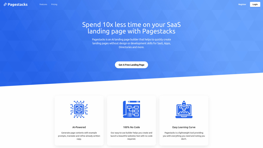 Pagestacks：用于快速创建 SaaS 网站的 AI 登陆页面构建器。