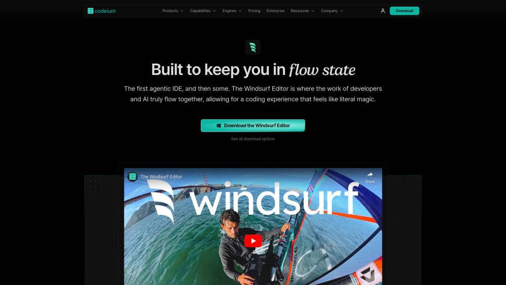 Windsurf Editor：人工智能驱动的 IDE 通过高级功能促进协作编码。