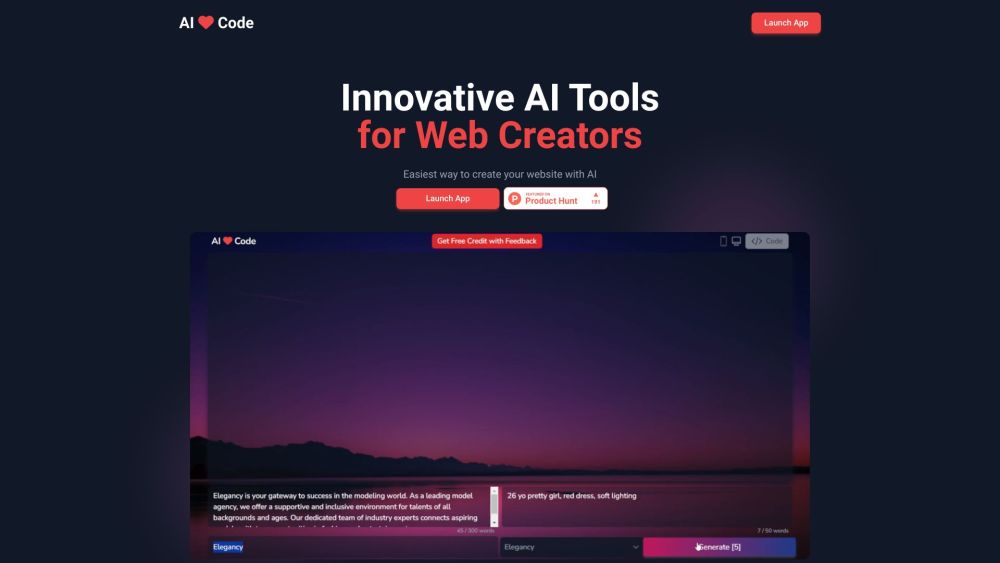 AI Love Code：人工智能工具，通过高效的源代码打造令人惊叹的网站。