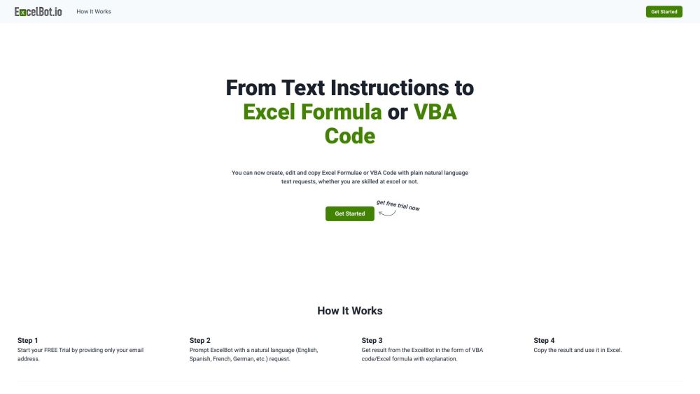 ExcelBot：从纯文本创建 Excel 公式或 VBA 代码。