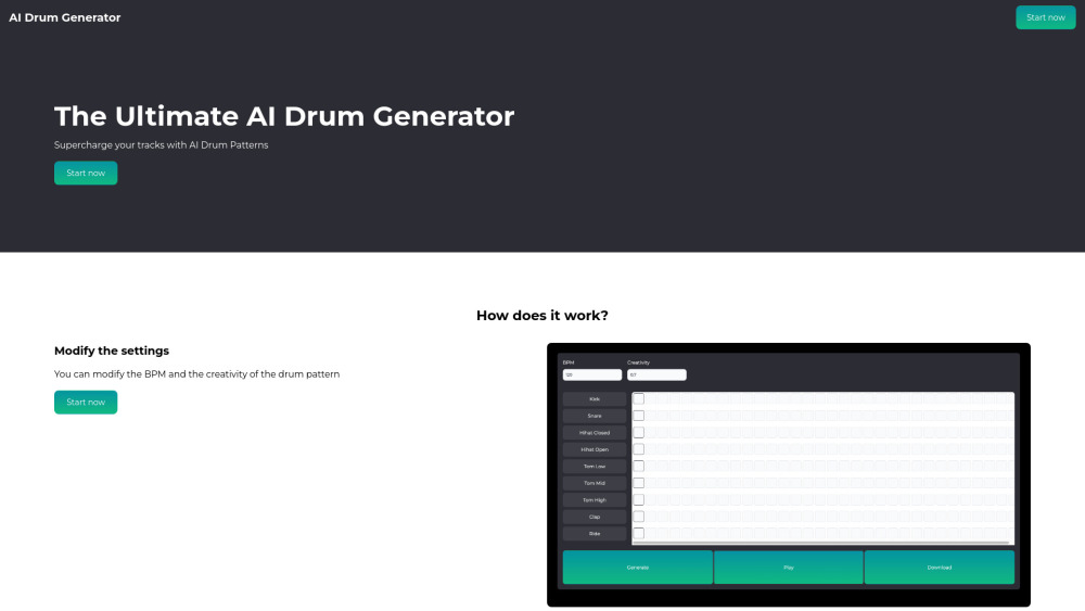 AI Drum Generator：人工智能驱动的鼓模式创建工具